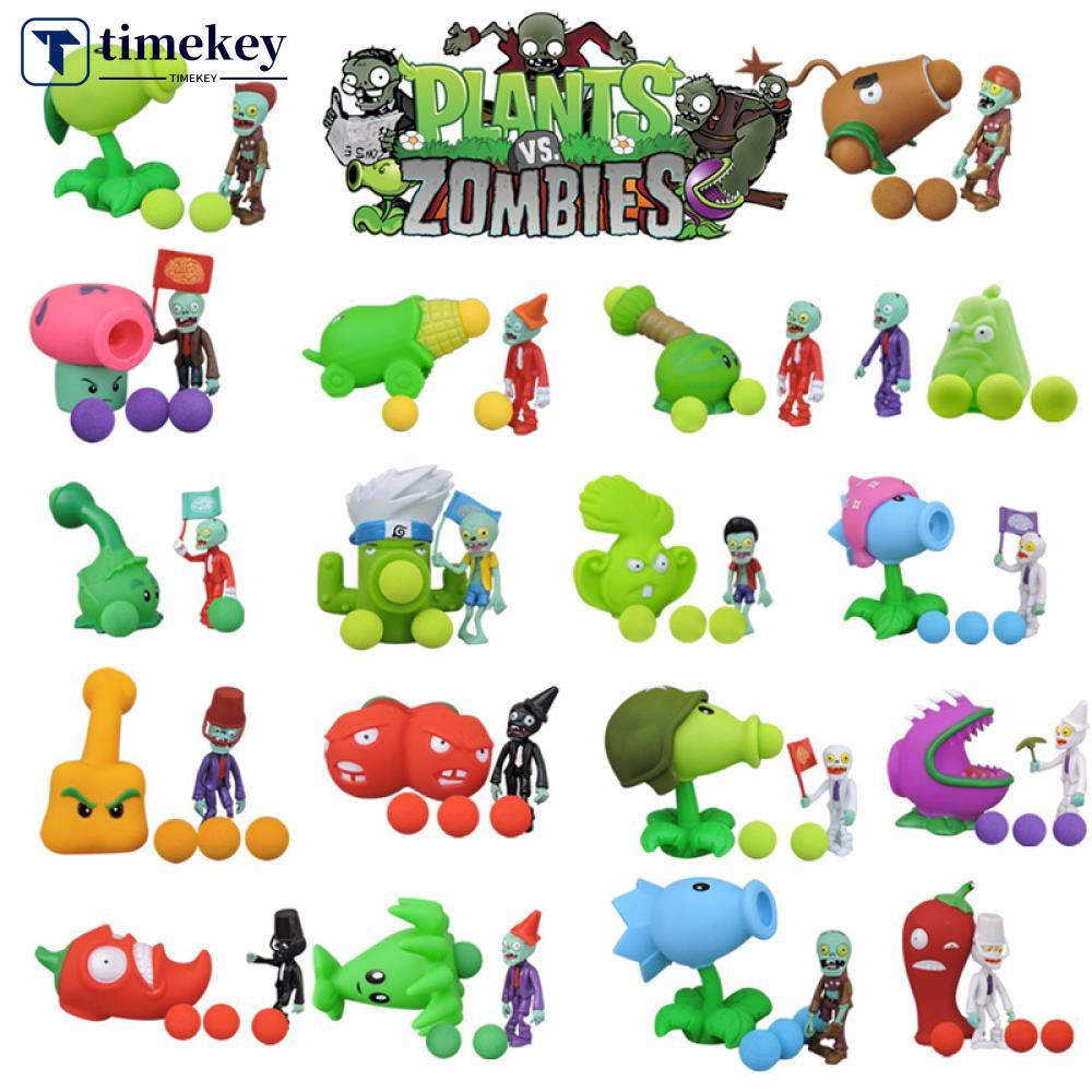 Timekey Mainan Action Figure PVZ Plant vs Zombies Peashooter Bahan PVC Untuk Hadiah Ulang Tahun T6U4