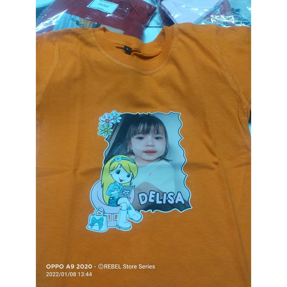 Kaos Anak FOTO Dan NAMA Seri 03 Frame Cartoon 1-12 Tahun