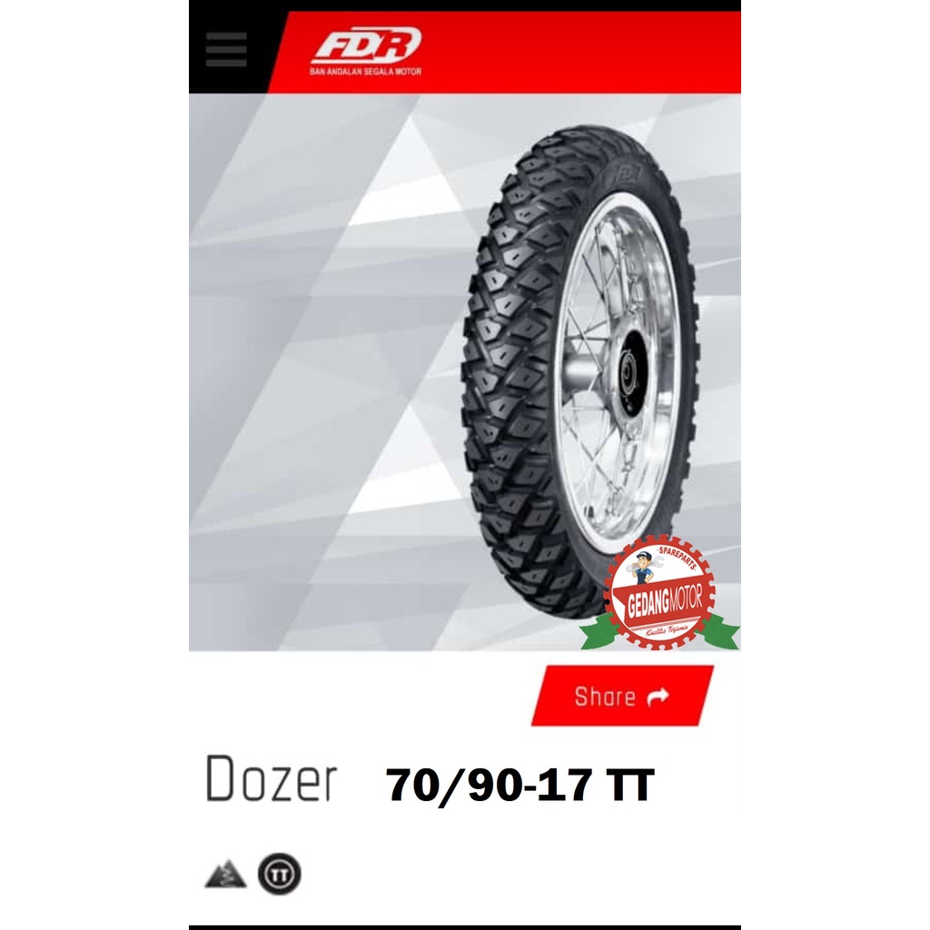 BAN LUAR FEDERAL FDR 70/90-17 250-17 RING 17 TUBE TYPE DOZER