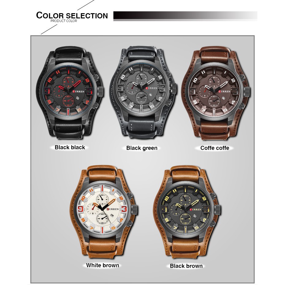 CURREN 8225 Jam Tangan Pria Analog Tali Kulit Chronograph Murah Fashion Pria Jam Men Quartz Watch