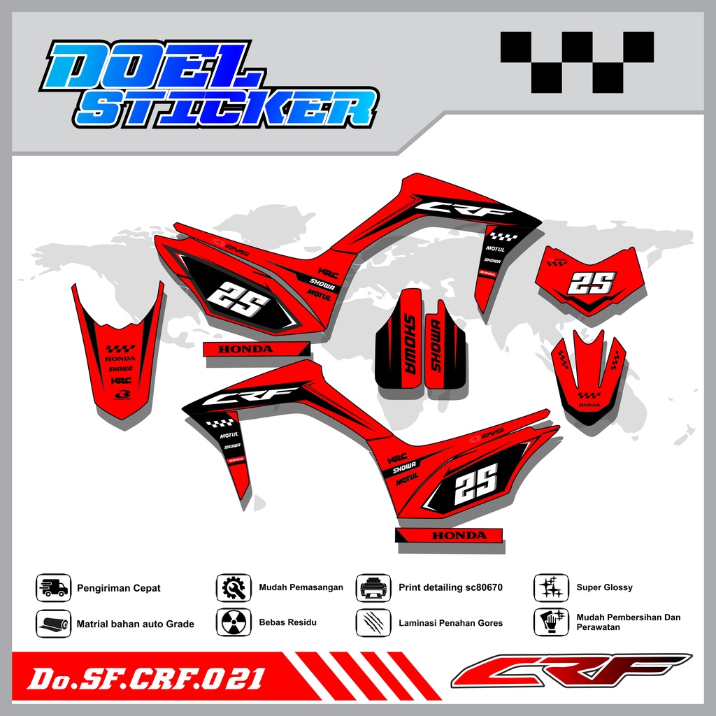 Sticker Striping Semifull CRF 150L List Variasi Hologram Pelangi,Crome Doel  021