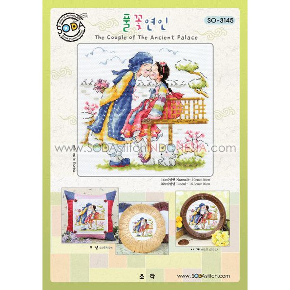 Paket DIY Craft Sulam Kristik Strimin Cross Stitch Sodastitch SO-3145 Couple Ancient Palace Korea