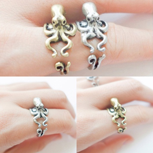 Hu Hu Hu Hu Hu Alat Bantu Pasang Kacamata♡ Cincin Knuckle Adjustable Bentuk Gurita Gaya Retro Untuk Pria / Wanita