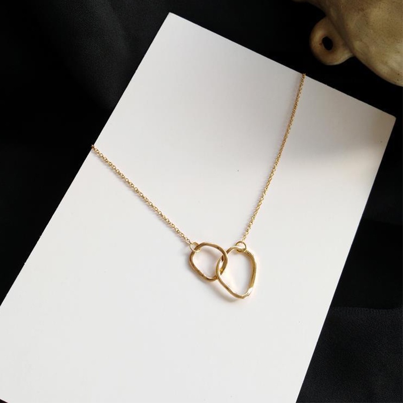 Simple Double Ring Pendant Design Necklace Female Clavicle Chain Necklace