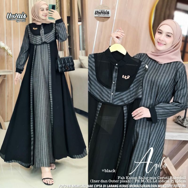 Aqila Dress by Uwais - Gamis Salur Cardi Outer + Inner