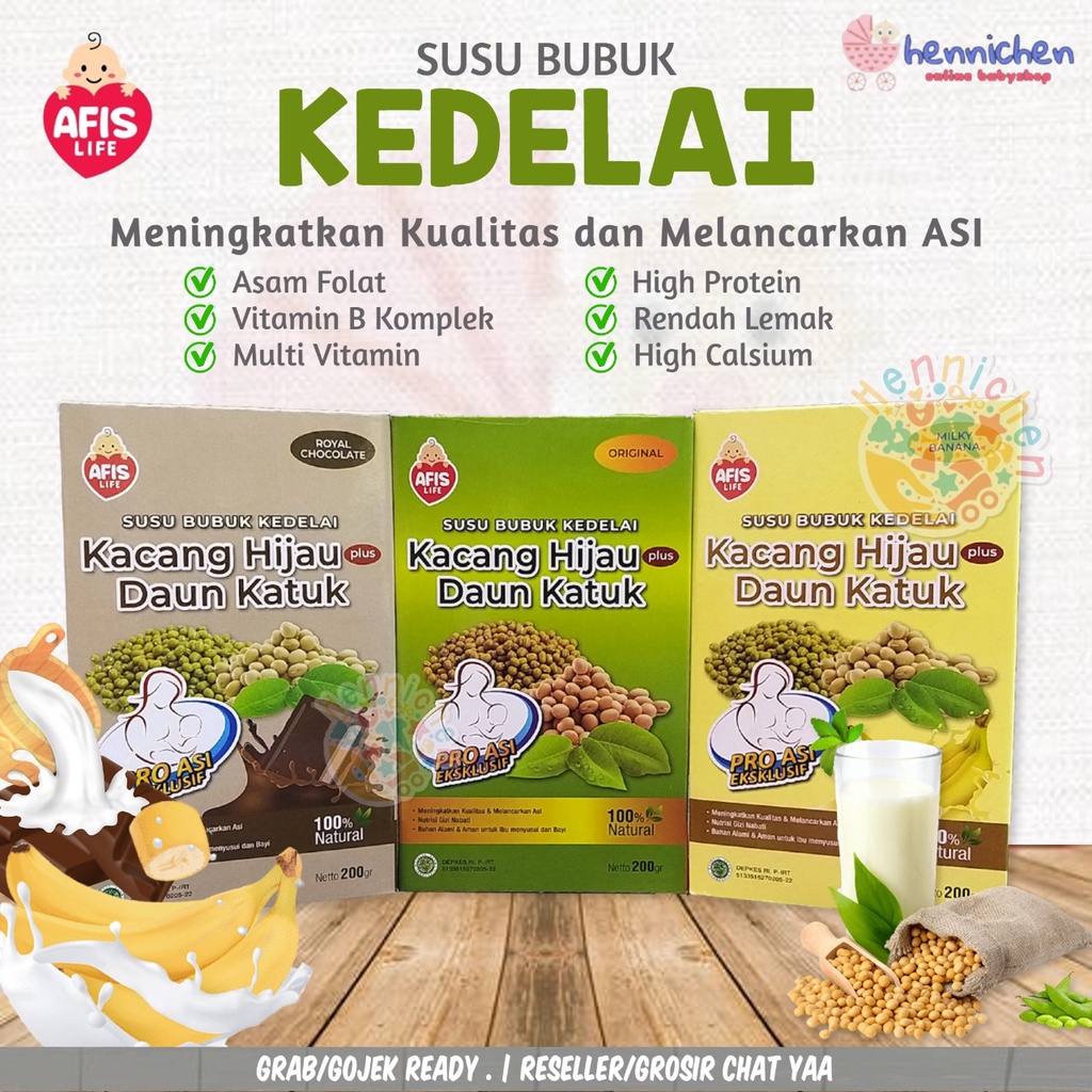 Afis Life Pro Asi Booster Susu Bubuk Kedelai Kacang Hijau Daun Katuk 200gr