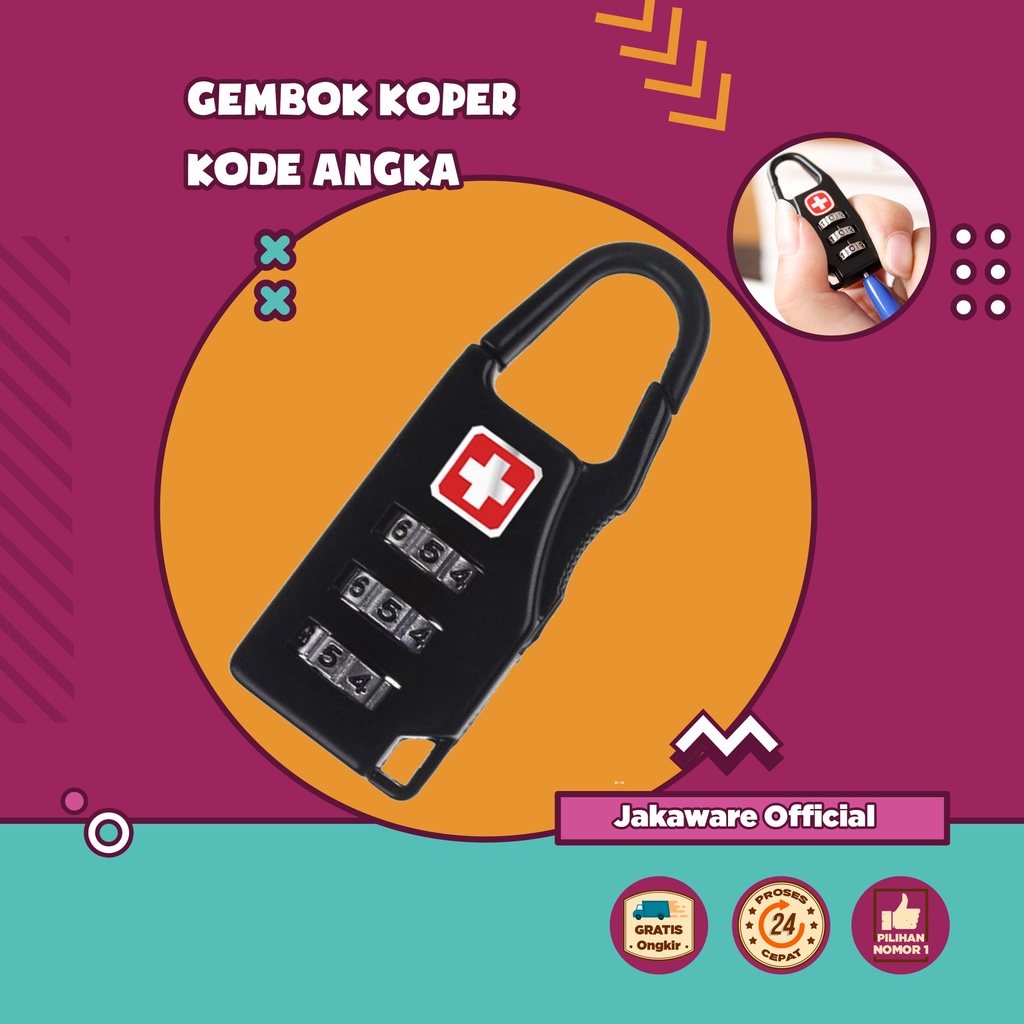 SWISS GEMBOK KOPER ANGKA KODE CODE LOCK KOMBINASI TRAVEL BAG TAS TRAVELING LOKER RANSEL ANTI MALING 