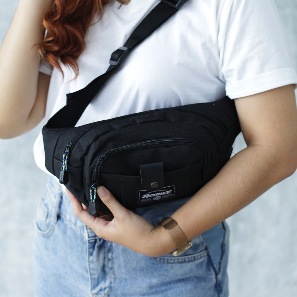 Tas Waistbag / Sling Bag Mini Trendy Pria dan Wanita/Remux Tas Waistbag Original ARNO Hüfttasche Knopf