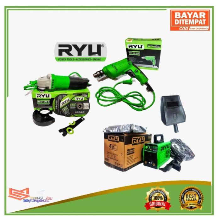 PAKET TUKANG LAS MESIN LAS RYU 450 W - RYU TANGAN 4INC - RYU BOR 10mm