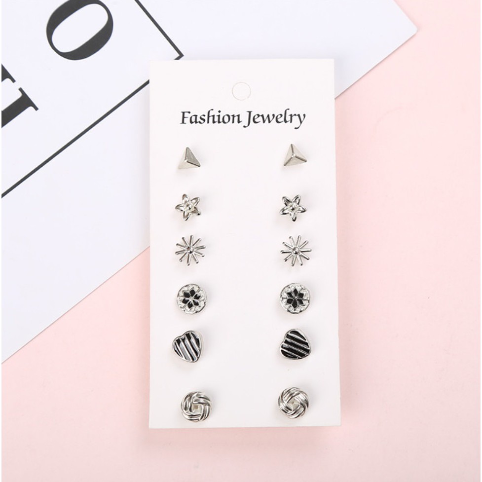 6 Pasang Anting Set Tindik Tusuk #5 untuk 1 Minggu Korea Fashion Earrings Stud Korean style