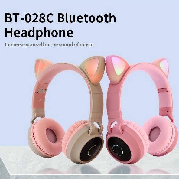 Headset Bluetooth 5.0 Cat Ear BT, FM, TF, AUX BT-028C