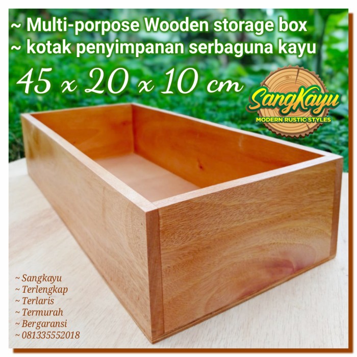 Kotak penyimpanan serbaguna kayu 45x20x10 cm wooden storage box