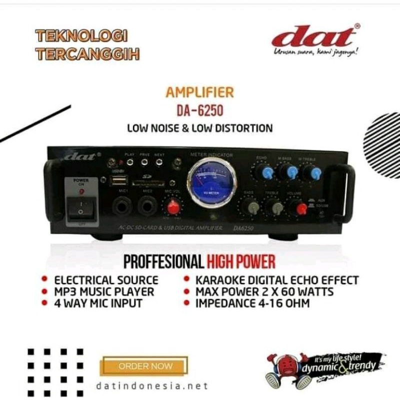 Amplifier Dat da6250 da 6250 original Ampli karaoke Bluetooth Usb