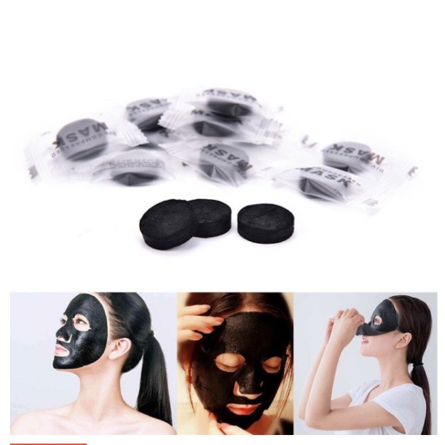 Compressed Mask Black Charcoal / Kertas Masker Arang Bambu Masker Kertas (SATUAN)