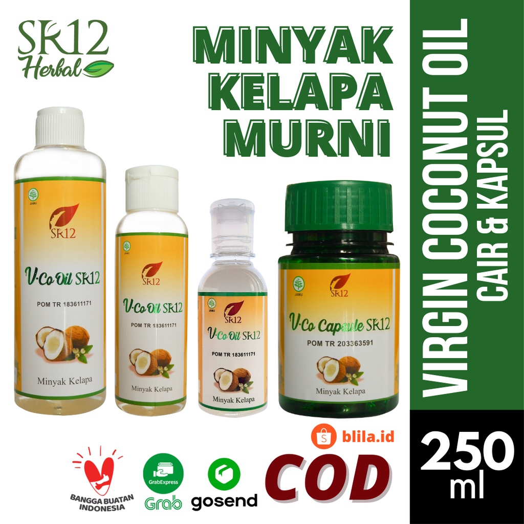 VCO OIL SR12 VICO VIRGIN COCONUT OIL 60 100 250 ml Kapsul MINYAK KELAPA MURNI PREMIUM