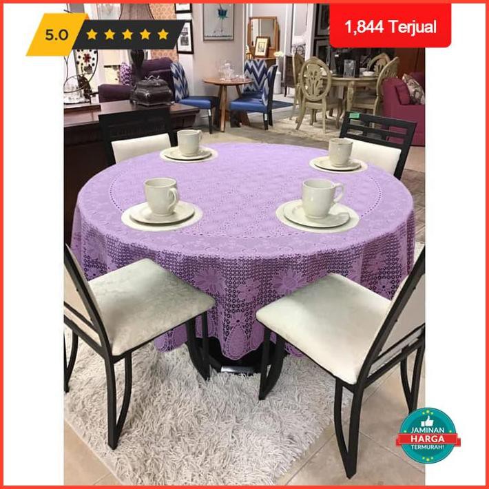 Dekorasi Rumah Taplak Meja Makan Vynil Bulat Uk.152X152 Cm - Ungu Promo