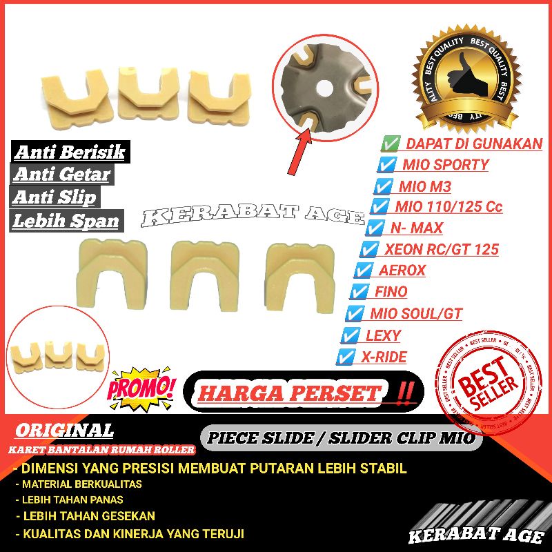 Piece Slide Slider Rumah Roller mio / Klip Rumah Roller / Clip Rumah Roller Tutup rumah roller Beat Vario 125/150 PUTIH Scoopy Mio m3 Nmax Aerox Fino