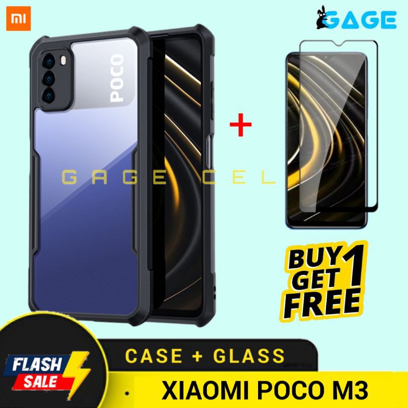 Free✅ Tempered Glass Full Xiaomi Poco M3 - Softcase Hardcase Fuze Armor Poco M3 Silikon HD Casing