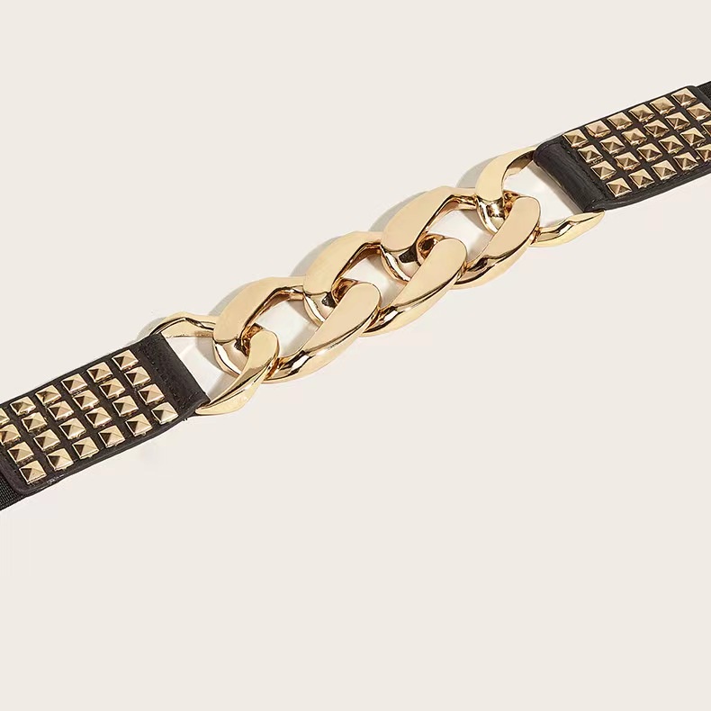 BGS-126 Ikat Pinggang Karet Melar Stretch Sabuk Wanita Rantai Gaya, Paku Willow ,Belt Women Fashion Style