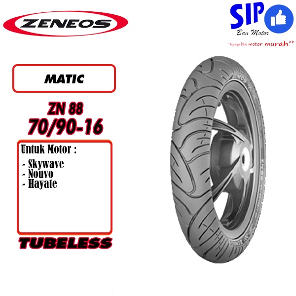 Ban motor matic Zeneos ZN88 70 90 16 tubeless skywave nouvo