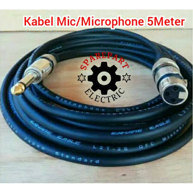 KABEL MIC MICROPHONE 5 METER Jack Canon XLR Female ke Akai Mono 6.5mm