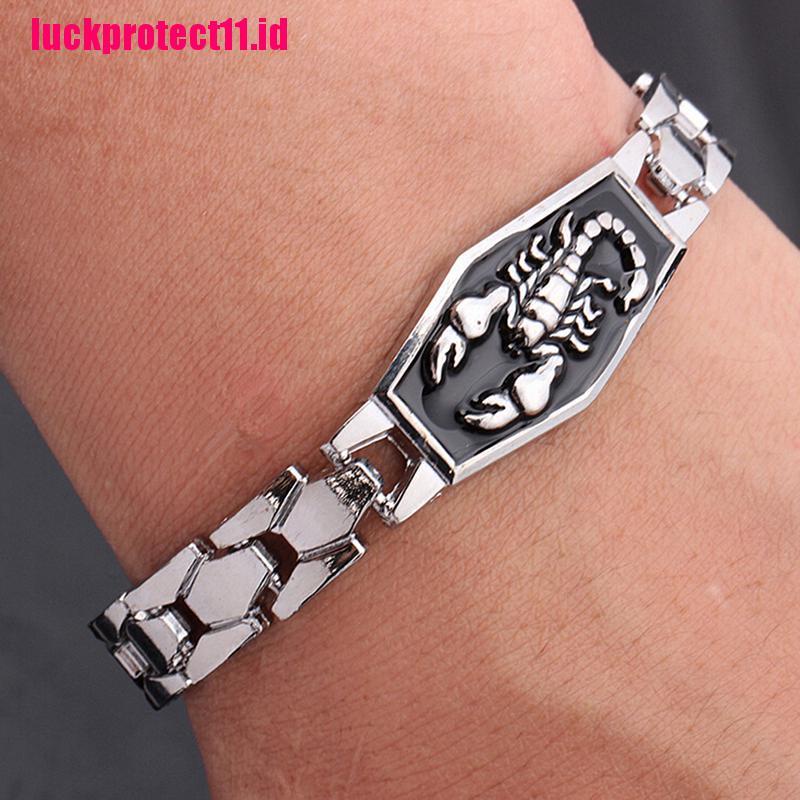 (LUCK) Gelang Tangan Rantai Stainless Steel Aksen Kalajengking Untuk Pria