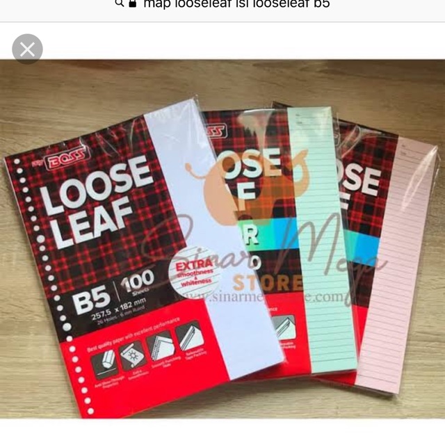 

Isi map binder b5 looseleaf b5 garis 100 lembar merek big boss