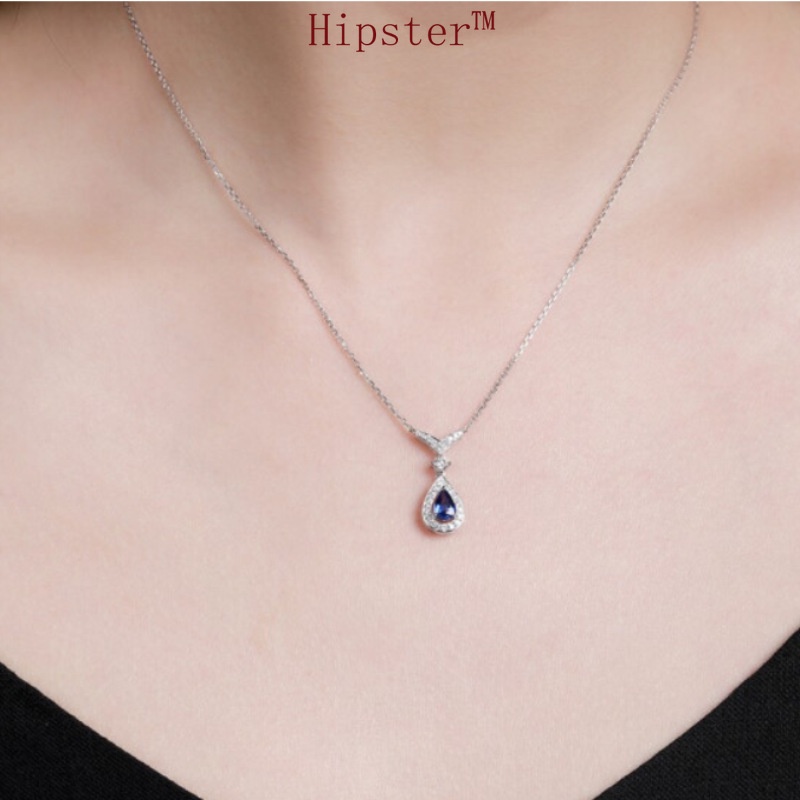 Retro Affordable Luxury Hot Sale Fashion Sapphire Pendant Diamond-Studded Necklace