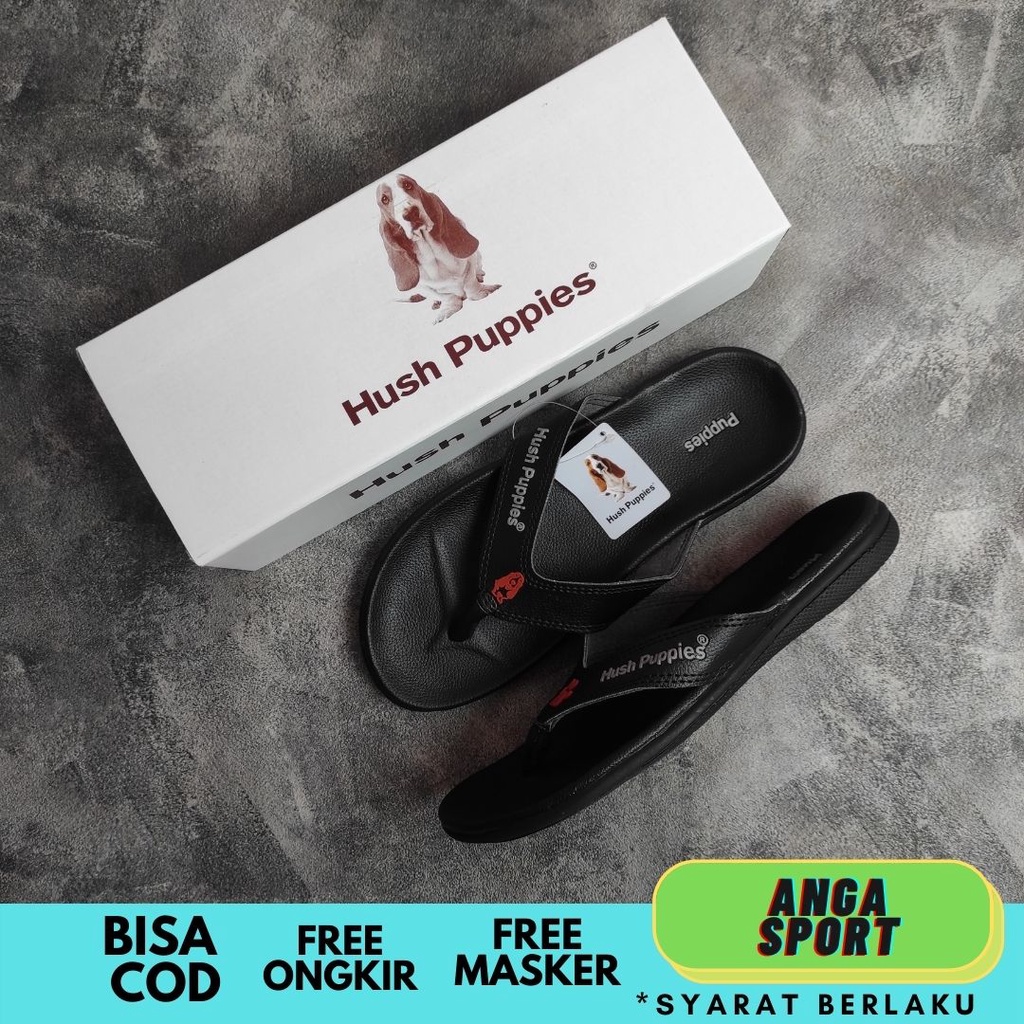 SANDAL HUSH PUPPIES JEPIT PRIA FULLBLACK PREMIUM / SENDAL JEPIT KANTORAN SANTAI / SANDAL COWOK DISTRO DEWASA KEREN