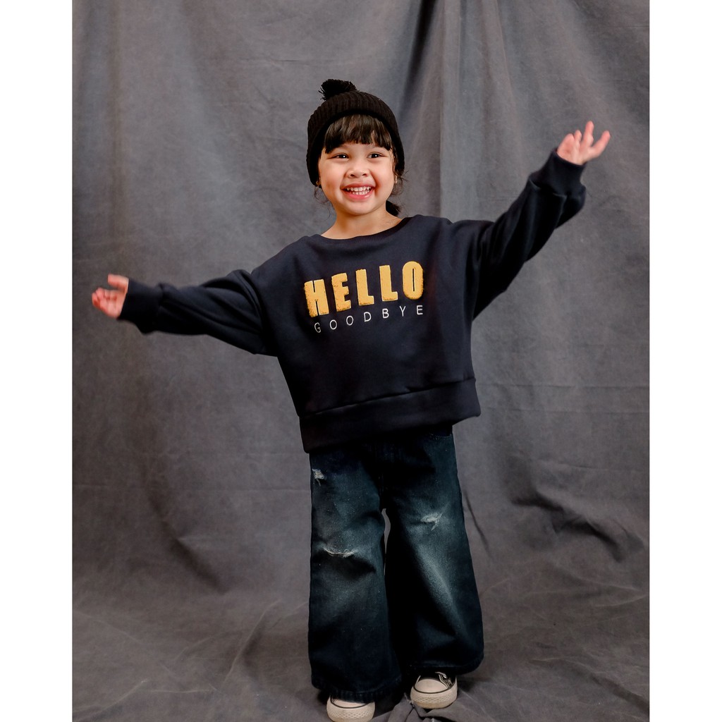HELLO SWEATER | Sweater Anak Unisex | Atasan Anak | Jacket Anak | Sweater Fleece Anak | Sweater Anak Oversized