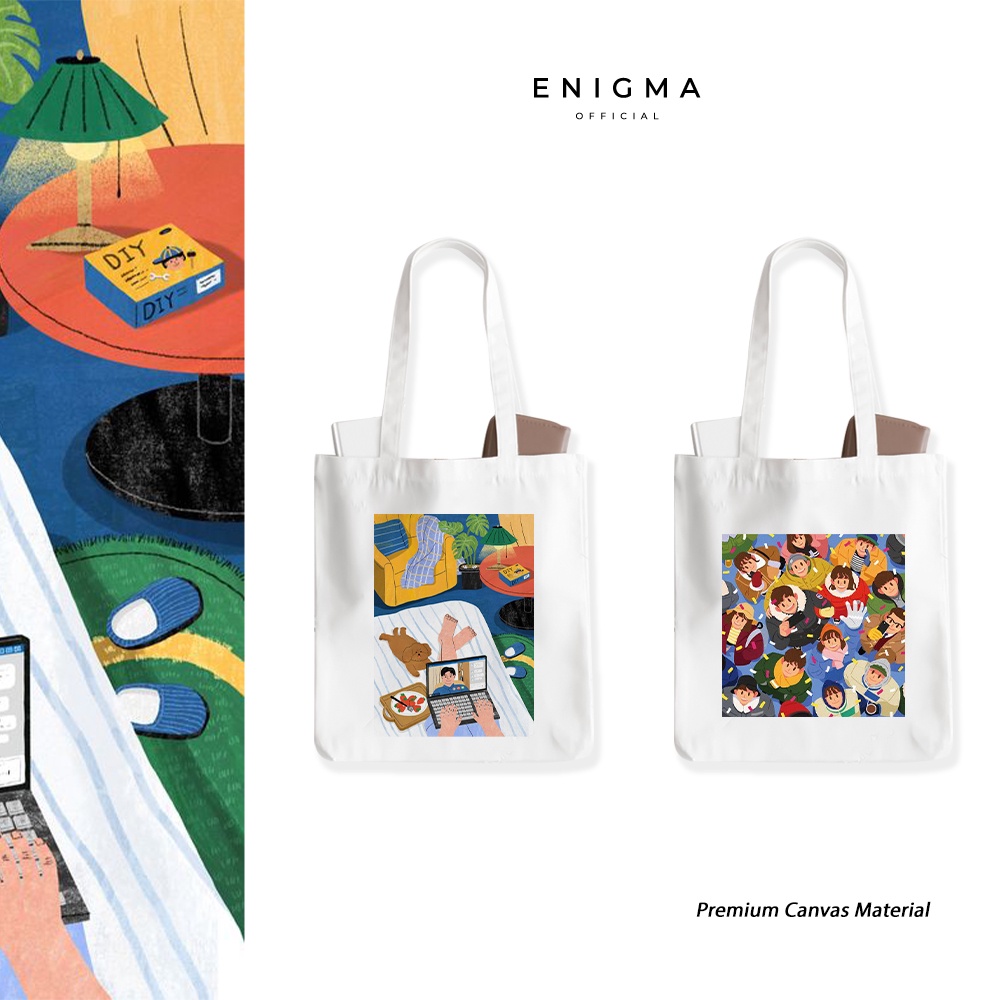 Totebag kanvas premium material original enigma tote bag wanita