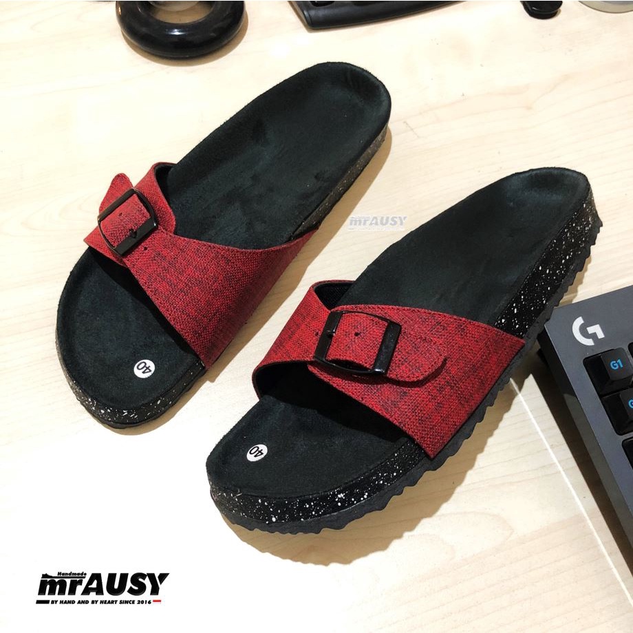 Sandal Wanita Selop Slop mrAUSY Strap 1 Gesper 1 Kain Full