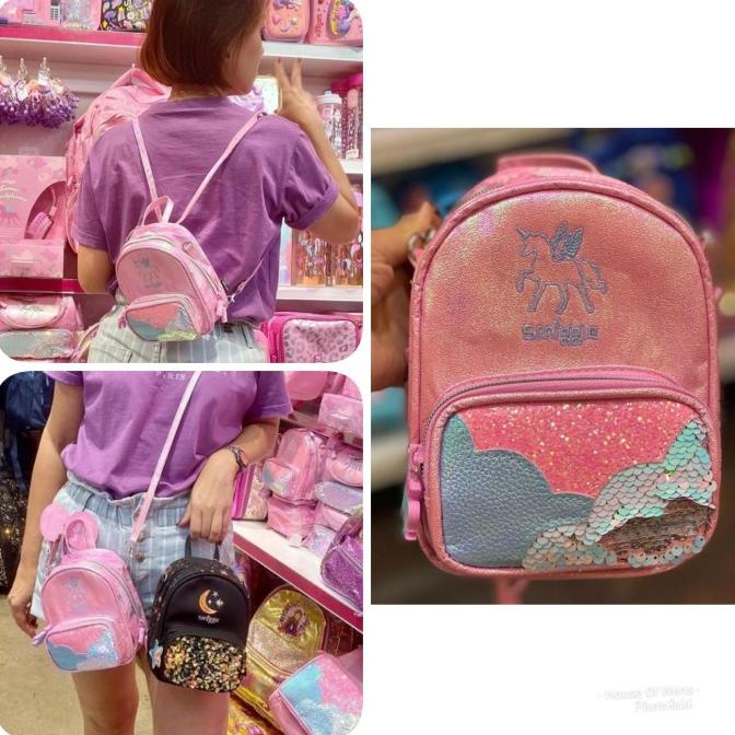 SMIGGLE LUNAR MIMI BACKPACK SHOULDER BAG - TAS BACKPACK SLEMPANG MINI - Merah Muda