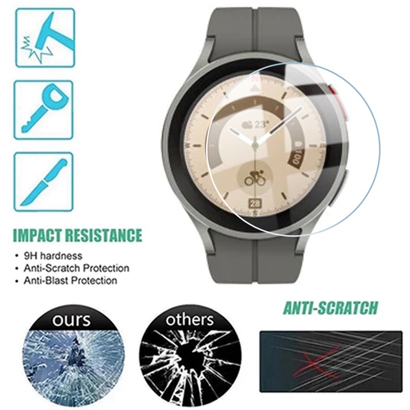 Pelindung Layar Tempered Glass Untuk Samsung Galaxy Watch 5 Pro 45mm 4 40mm 44mm 5pro