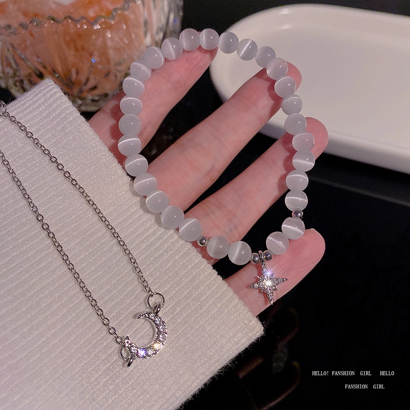 Gelang Manik-Manik Opal Berlian Bahan Titanium steel Untuk Perhiasan