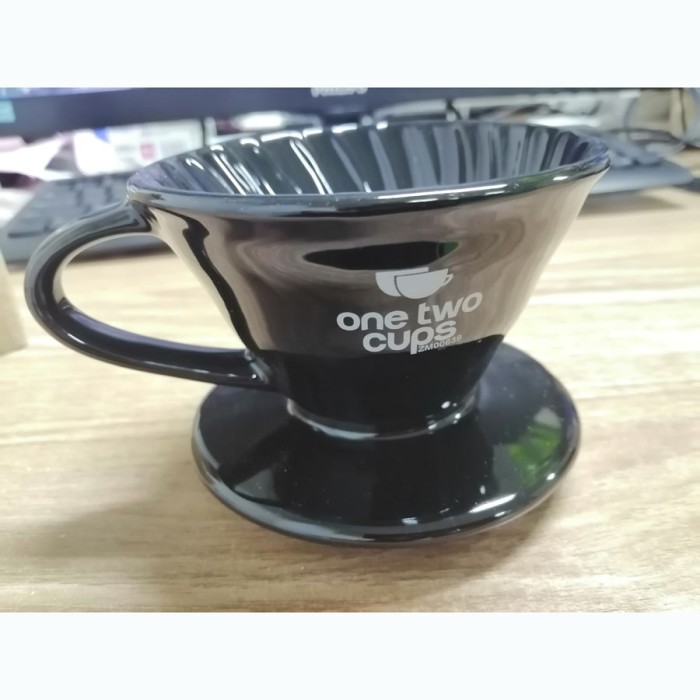 Filter Penyaring Kopi OneTwoCups V60 Glass kopi Filter Dripper 1-2 Cup - Hitam