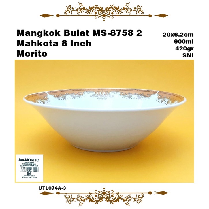 Mangkok Keramik Bulat 2Les MS-8728/Mahkota MS-8758 2 8 Inch Morito  SNI