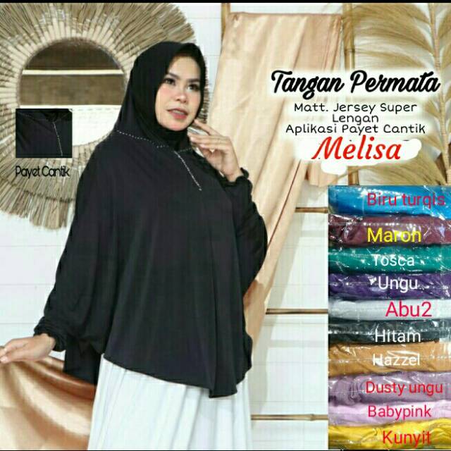 HIJAB JILBAB JUMBO LENGAN  MELISA PERMATA SWAROZKI /kerudung jumbo lengan