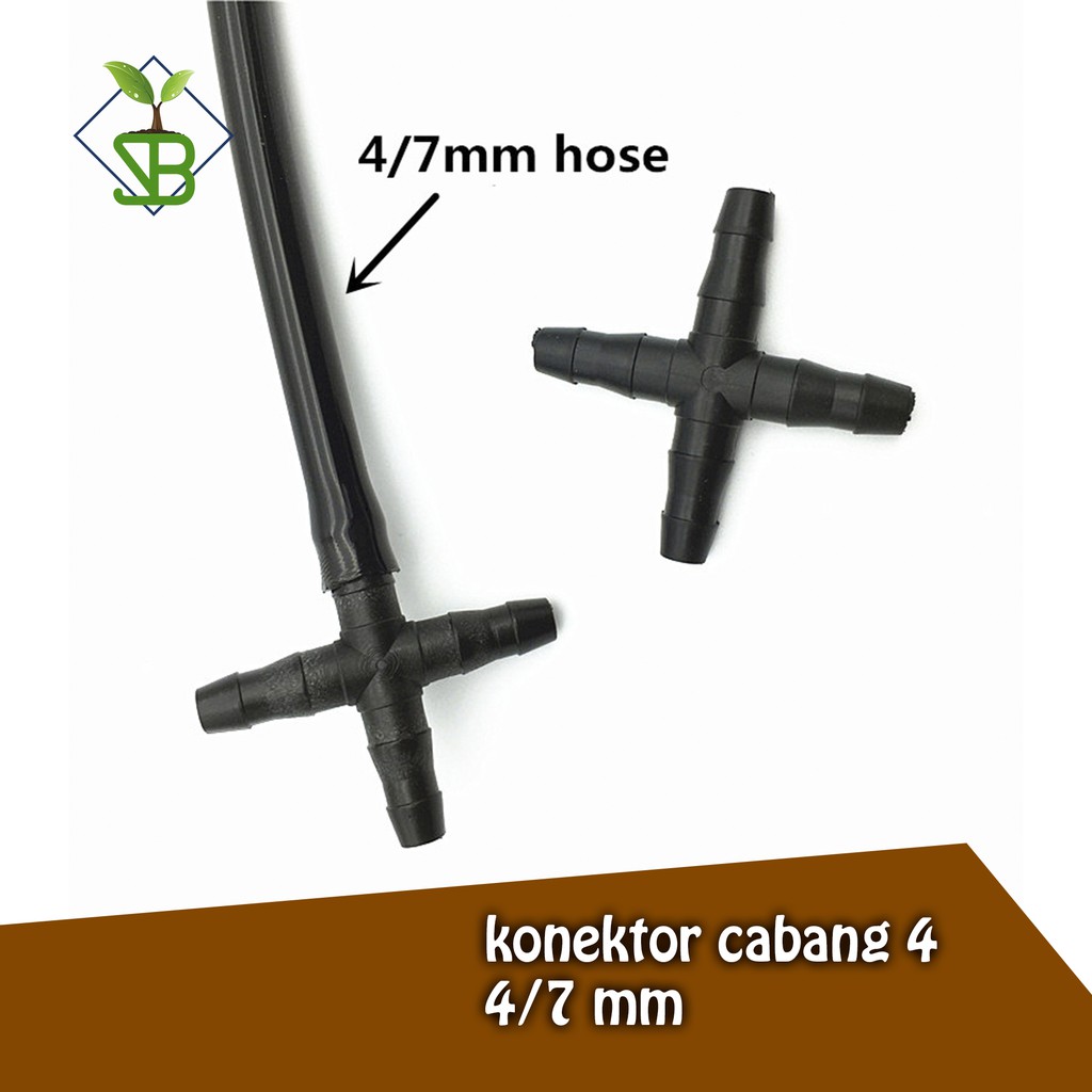 Konektor cabang 4 untuk selang 7 mm / Connector Cross / Connector 4-way 4/7 mm