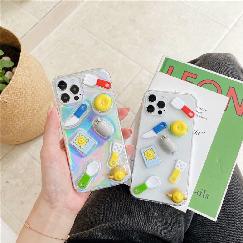 Cute 3D Kitchen Set Case iPhone Oppo Vivo Xiaomi Samsung Huawei Realme M32 M62 A22 M22 Flip 2 3 Fold Y21 Y33s Y53s F1 F5 F11 F9 A1k V15 v11 v17 v19 v20 v21 pro X50 x60 Redmi note 3 4 5 6 7 8 9 10