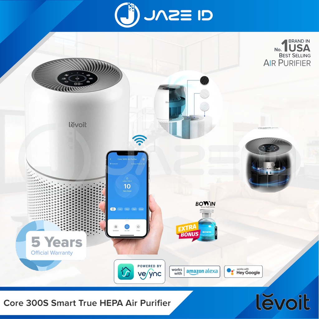 Levoit Core 300S Smart WIFI True HEPA Air Purifier USA Original Udara