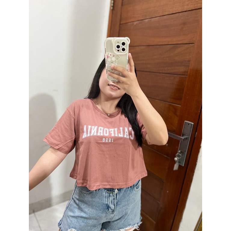 CROP DUSTYROSE MOTIF TULISAN ONECK COTTON OVERSIZE | BAJUKAOS TUMBLR CROP TEE TSHIRT KAOS KOREA FASHION WANITA