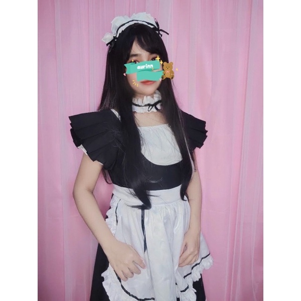 costume maid hitam preloved