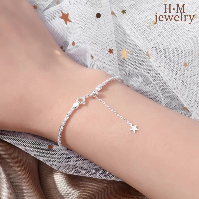 Gelang Tangan Rantai Sterling Silver 925 Simple Berkilau Untuk Wanita