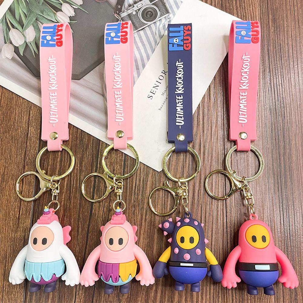 Needway Kartun Gantungan Kunci Kreatif Pria Kawaii Hadiah Jatuh Cowok Silikon Kunci Mobil Tergantung Game Figure Key Lanyard