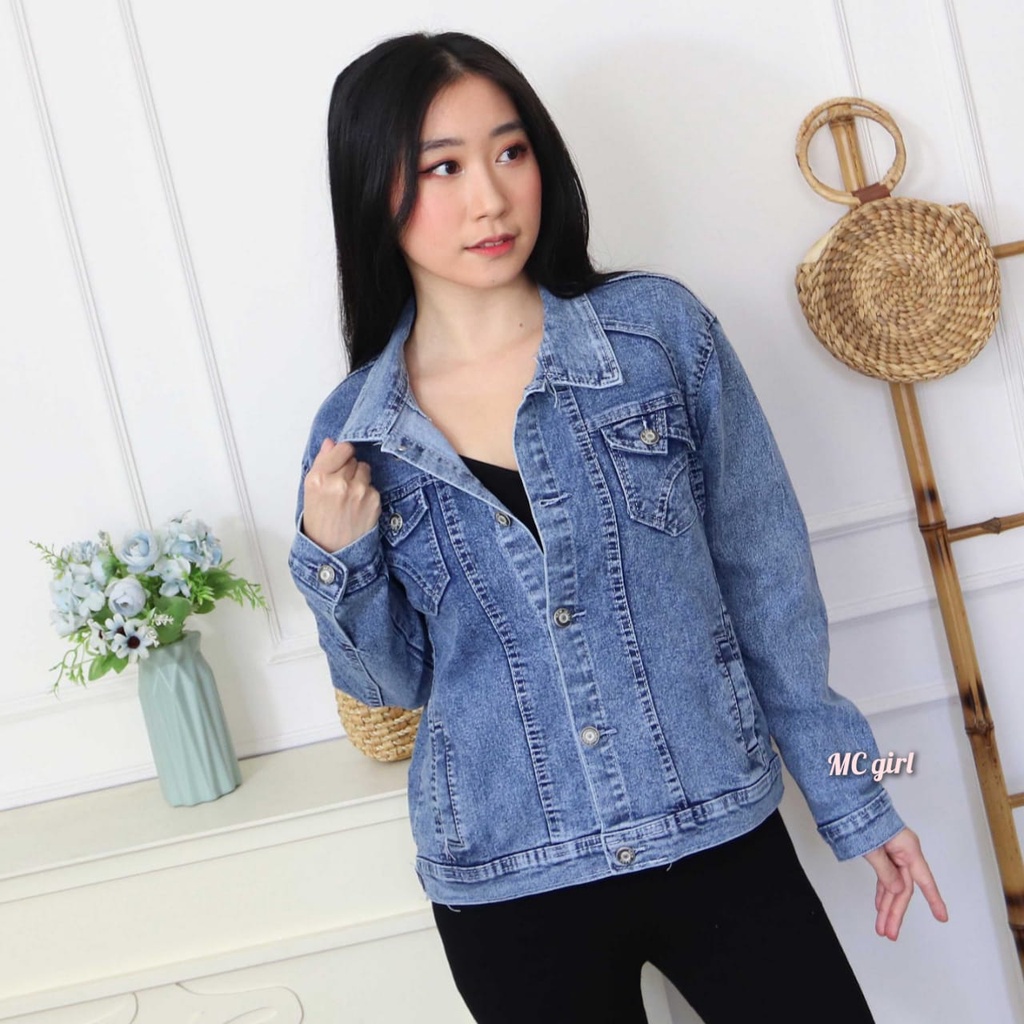 MC girl - Jaket Jeans Snow Blue Wanita / Jacket Denim Snowblue Polos Cewek