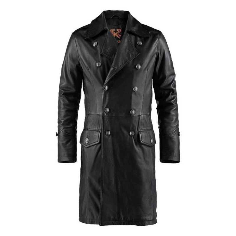 JAKET KULIT PANJANG ASLI KULIT DOMBA FASHION PRIA JUBAH MANTEL MAFIA TERBARU