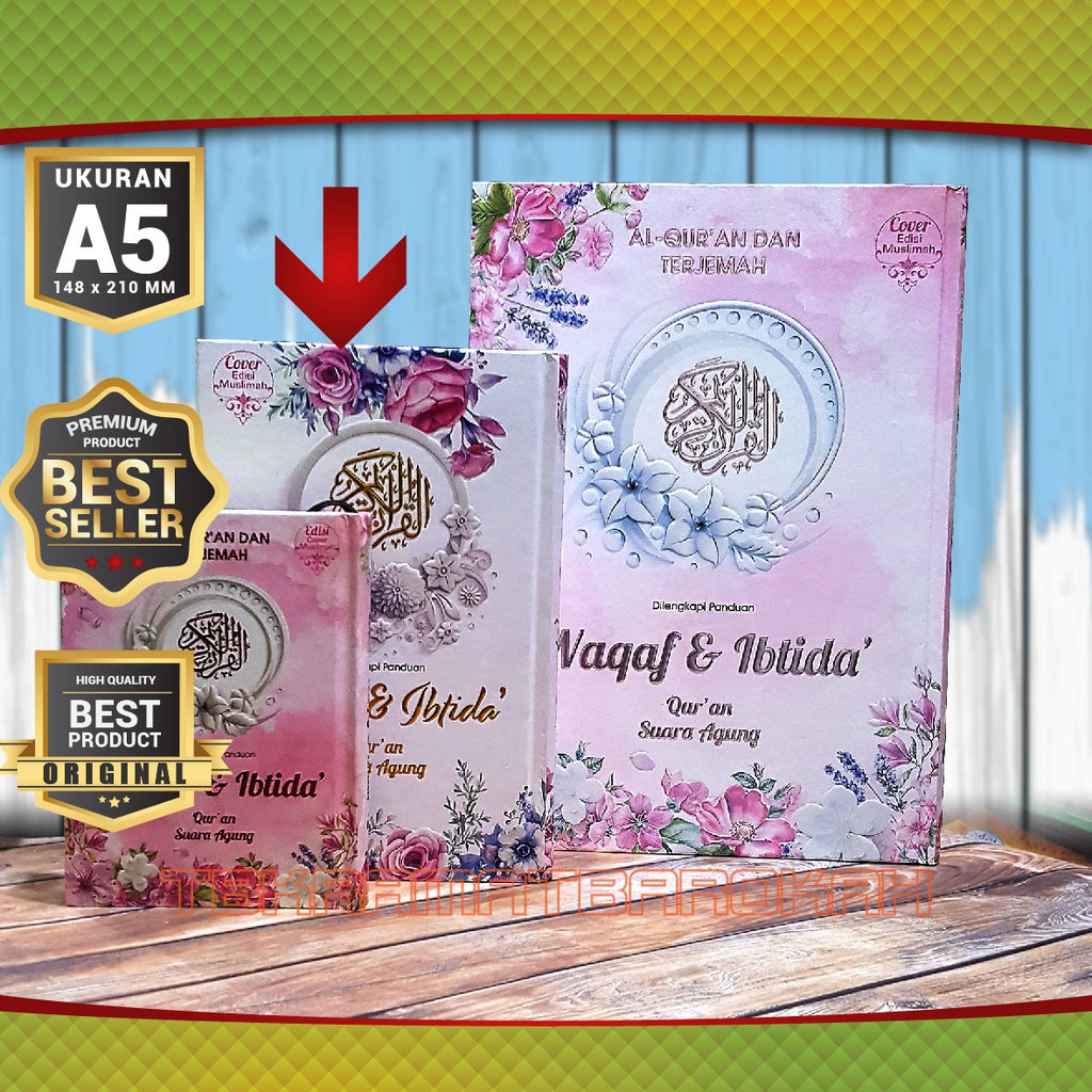 Terlaris - Alquran A4 Besar Suara Agung Terjemah, Quran Terjemah Waqaf Dan Ibtida, Alquran Muslimah,