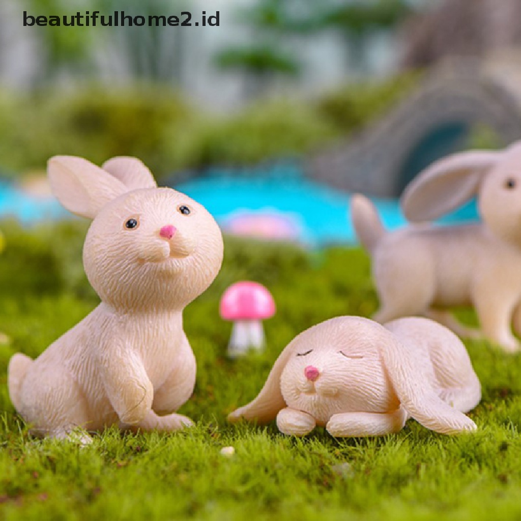 (Beautifulhome2.Id) 7pcs Miniatur Figur Kelinci Paskah Bahan Resin Untuk Dekorasi Taman Peri