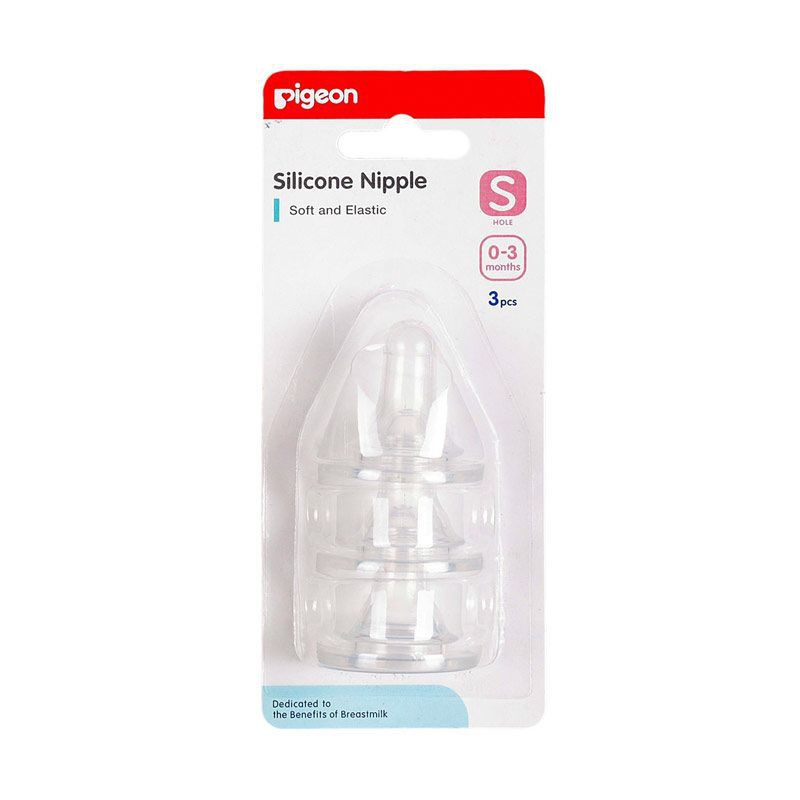 Pigeon Silicone Nipple Dot Slim Neck 3 Pcs Size S 0-3 bulan